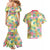 Hawaiian Palaka Couples Matching Mermaid Dress and Hawaiian Shirt Hibiscus Palm Leaf Pattern - Polynesian Pride
