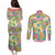 Hawaiian Palaka Couples Matching Puletasi and Long Sleeve Button Shirt Hibiscus Palm Leaf Pattern - Polynesian Pride