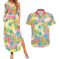 Hawaiian Palaka Couples Matching Summer Maxi Dress and Hawaiian Shirt Hibiscus Palm Leaf Pattern - Polynesian Pride