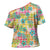 Hawaiian Palaka Cross Shoulder Shirt Hibiscus Palm Leaf Pattern - Polynesian Pride