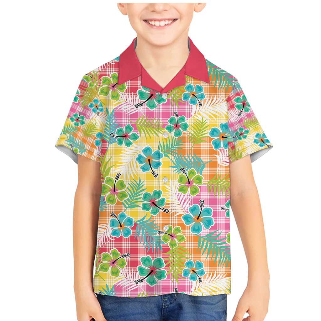 Hawaiian Palaka Family Matching Mermaid Dress and Hawaiian Shirt Hibiscus Palm Leaf Pattern - Polynesian Pride