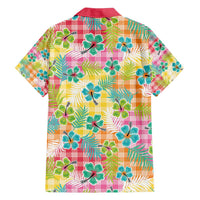 Hawaiian Palaka Family Matching Off Shoulder Short Dress and Hawaiian Shirt Hibiscus Palm Leaf Pattern - Polynesian Pride