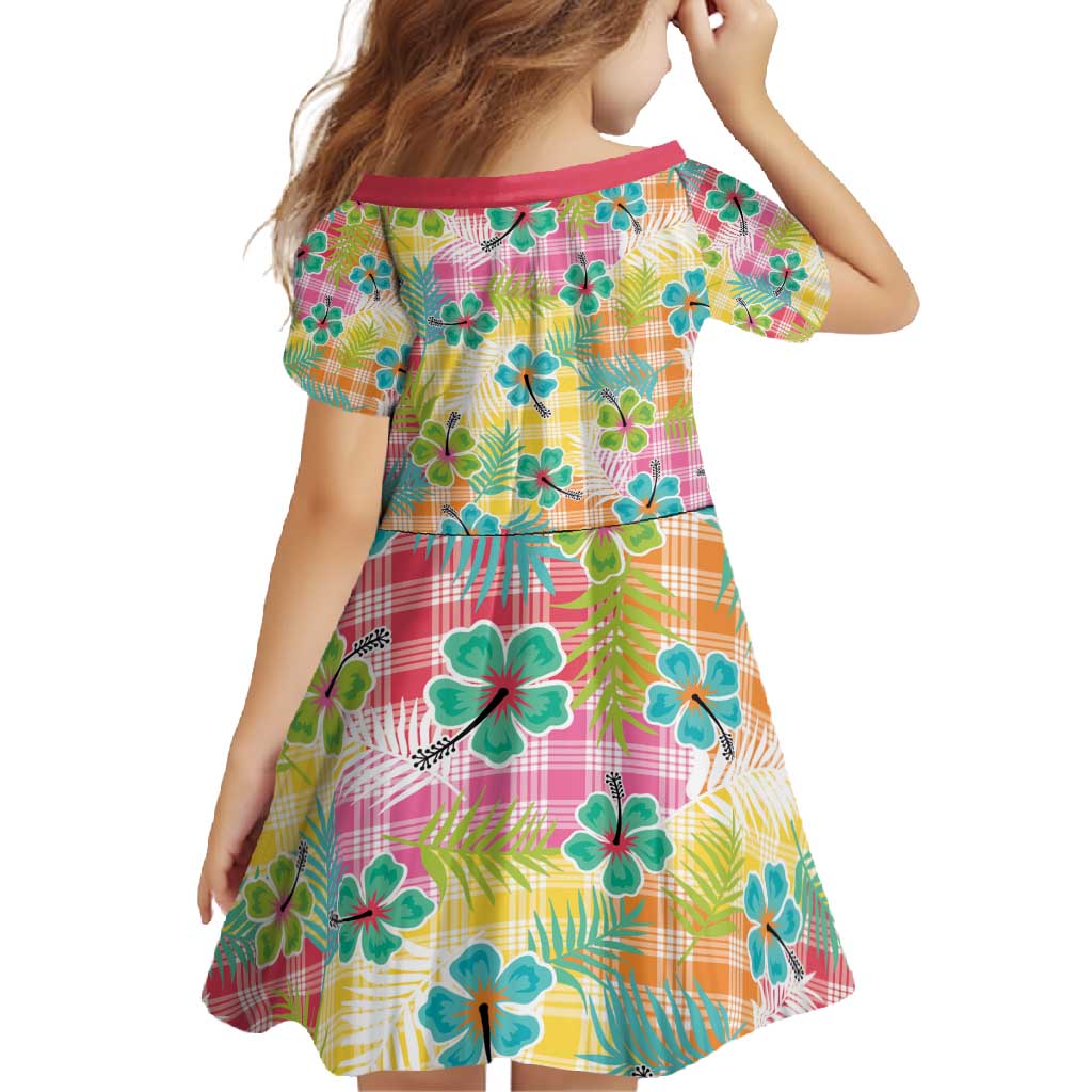 Hawaiian Palaka Family Matching Short Sleeve Bodycon Dress and Hawaiian Shirt Hibiscus Palm Leaf Pattern - Polynesian Pride