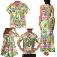 Hawaiian Palaka Family Matching Tank Maxi Dress and Hawaiian Shirt Hibiscus Palm Leaf Pattern - Polynesian Pride