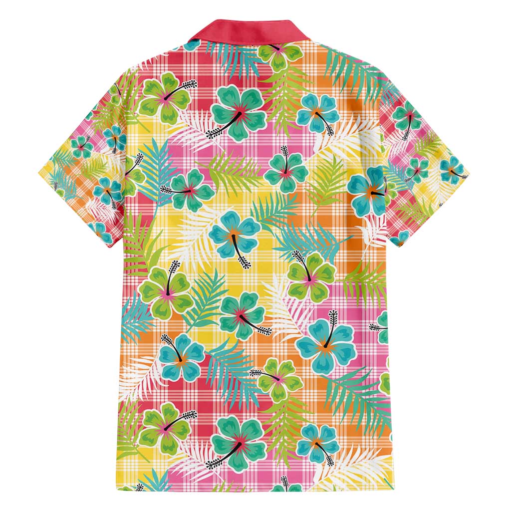 Hawaiian Palaka Family Matching Tank Maxi Dress and Hawaiian Shirt Hibiscus Palm Leaf Pattern - Polynesian Pride