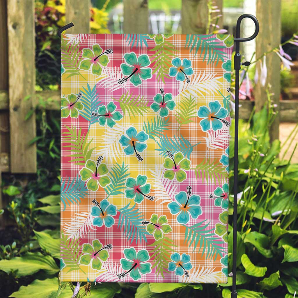 Hawaiian Palaka Garden Flag Hibiscus Palm Leaf Pattern - Polynesian Pride