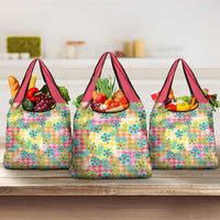 Hawaiian Palaka Grocery Bag Hibiscus Palm Leaf Pattern - Polynesian Pride