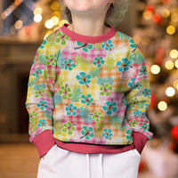 Hawaiian Palaka Kid Ugly Christmas Sweater Hibiscus Palm Leaf Pattern - Polynesian Pride
