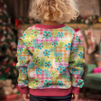 Hawaiian Palaka Kid Ugly Christmas Sweater Hibiscus Palm Leaf Pattern - Polynesian Pride