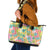 Hawaiian Palaka Leather Tote Bag Hibiscus Palm Leaf Pattern - Polynesian Pride