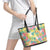 Hawaiian Palaka Leather Tote Bag Hibiscus Palm Leaf Pattern - Polynesian Pride