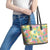 Hawaiian Palaka Leather Tote Bag Hibiscus Palm Leaf Pattern - Polynesian Pride