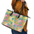 Hawaiian Palaka Leather Tote Bag Hibiscus Palm Leaf Pattern - Polynesian Pride