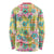 Hawaiian Palaka Long Sleeve Shirt Hibiscus Palm Leaf Pattern - Polynesian Pride