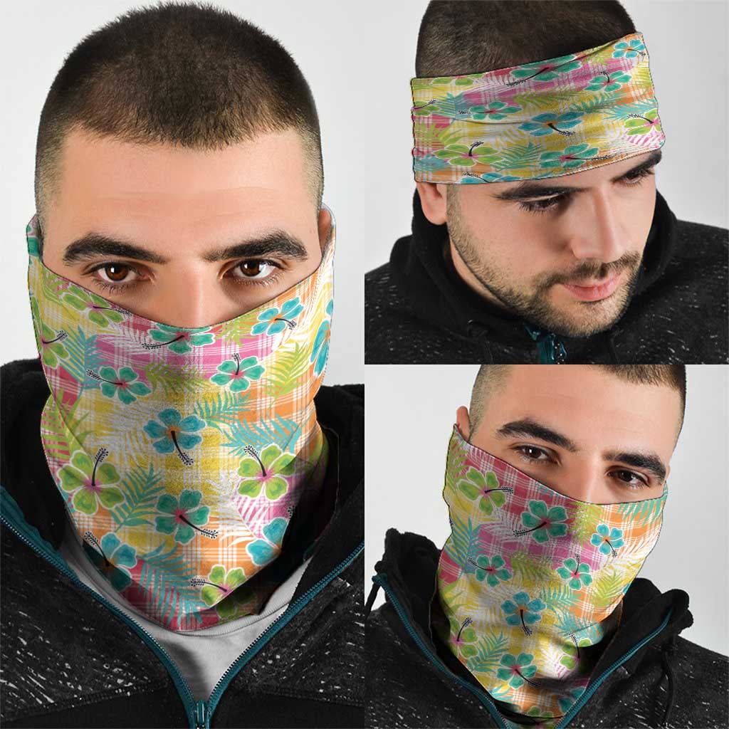 Hawaiian Palaka Neck Gaiter Hibiscus Palm Leaf Pattern LT9 - Polynesian Pride