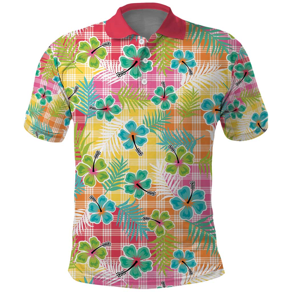 Hawaiian Palaka Polo Shirt Hibiscus Palm Leaf Pattern - Polynesian Pride