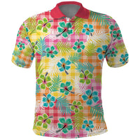 Hawaiian Palaka Polo Shirt Hibiscus Palm Leaf Pattern - Polynesian Pride