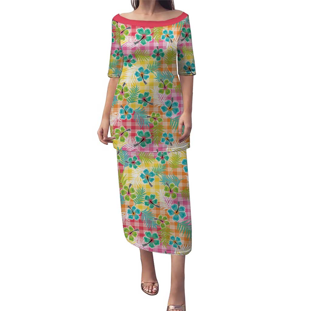 Hawaiian Palaka Puletasi Hibiscus Palm Leaf Pattern - Polynesian Pride