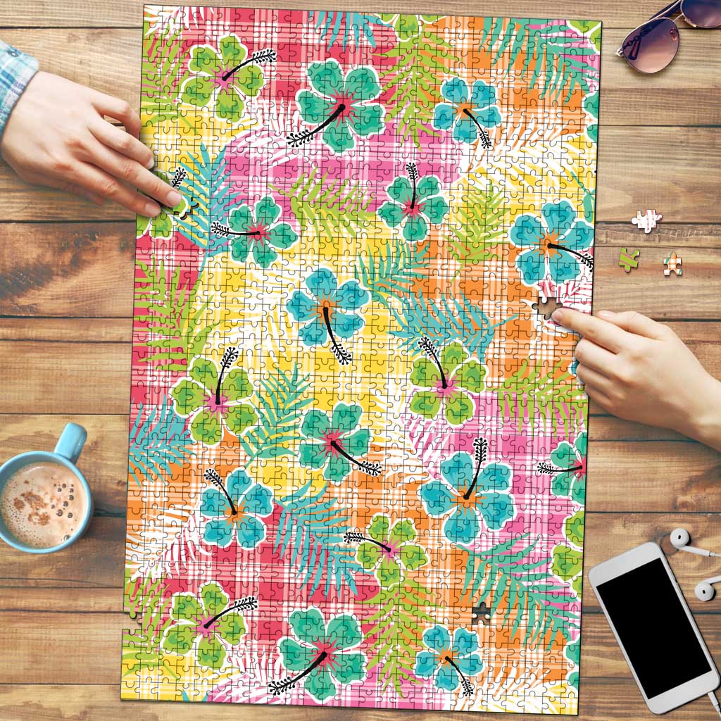 Hawaiian Palaka Puzzle Hibiscus Palm Leaf Pattern - Polynesian Pride