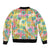 Hawaiian Palaka Sleeve Zip Bomber Jacket Hibiscus Palm Leaf Pattern - Polynesian Pride