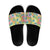 Hawaiian Palaka Slide Sandals Hibiscus Palm Leaf Pattern - Polynesian Pride