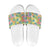 Hawaiian Palaka Slide Sandals Hibiscus Palm Leaf Pattern - Polynesian Pride