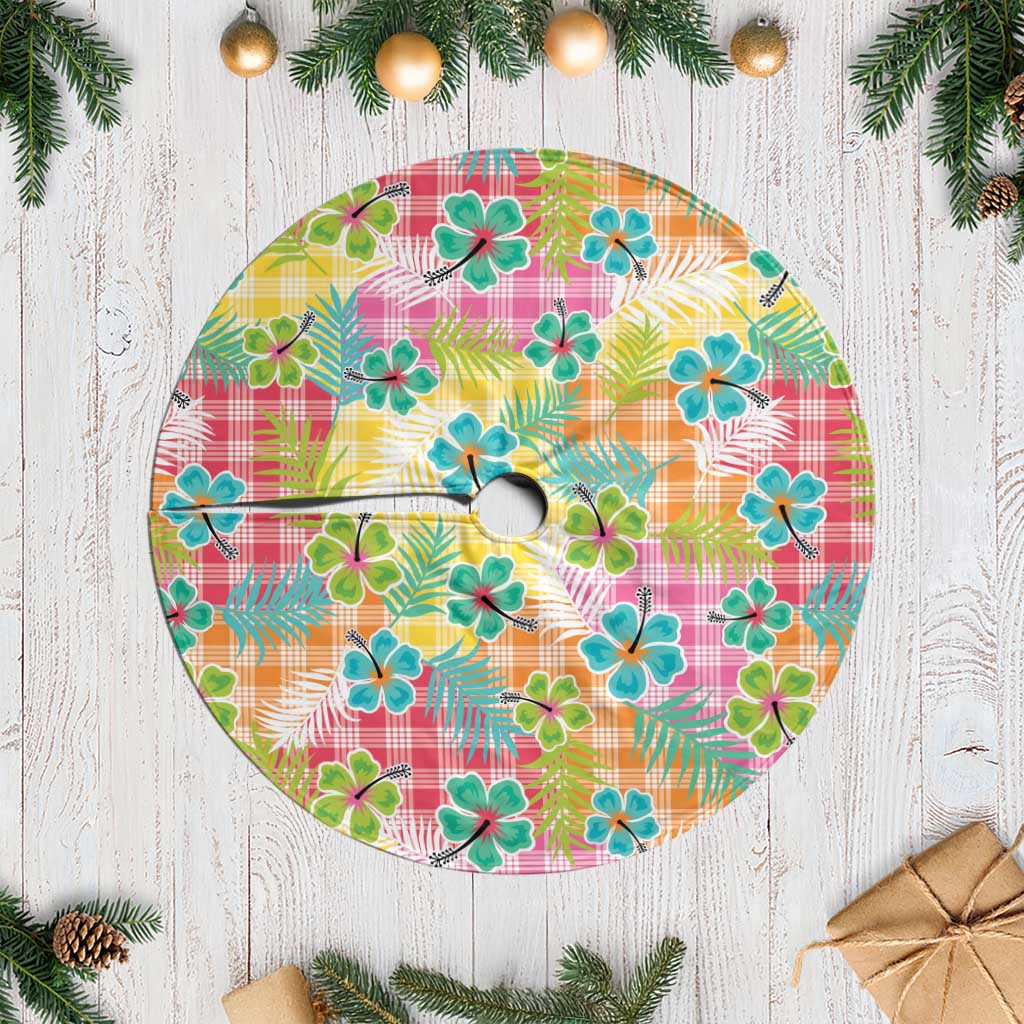 Hawaiian Palaka Tree Skirt Hibiscus Palm Leaf Pattern LT9 Casual Yellow - Polynesian Pride