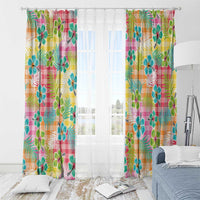Hawaiian Palaka Window Curtain Hibiscus Palm Leaf Pattern - Polynesian Pride