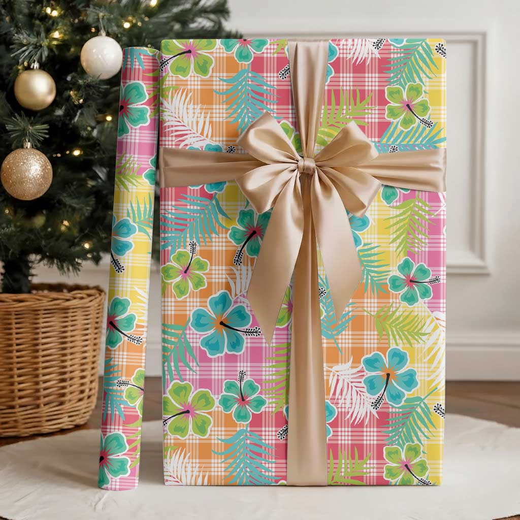 Hawaiian Palaka Wrapping Paper Hibiscus Palm Leaf Pattern - Polynesian Pride