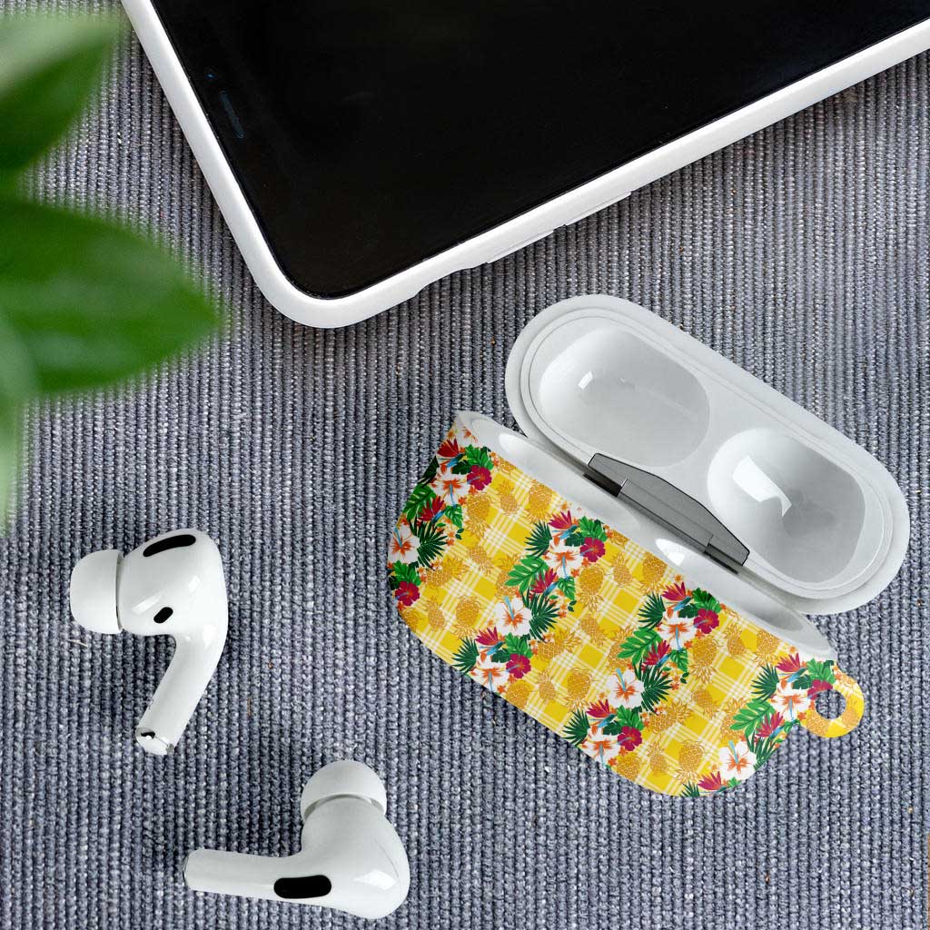 Hawaiian Palaka AirPods Case Hibiscus Pineapple Lei - Polynesian Pride