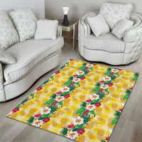 Hawaiian Palaka Area Rug Hibiscus Pineapple Lei - Polynesian Pride