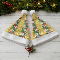 Hawaiian Palaka Christmas Santa Hat Hibiscus Pineapple Lei - Polynesian Pride