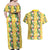 Hawaiian Palaka Couples Matching Off Shoulder Maxi Dress and Hawaiian Shirt Hibiscus Pineapple Lei - Polynesian Pride