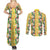 Hawaiian Palaka Couples Matching Summer Maxi Dress and Long Sleeve Button Shirt Hibiscus Pineapple Lei - Polynesian Pride