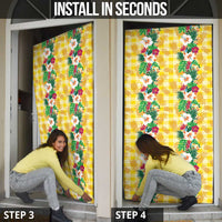 Hawaiian Palaka Door Cover Hibiscus Pineapple Lei - Polynesian Pride