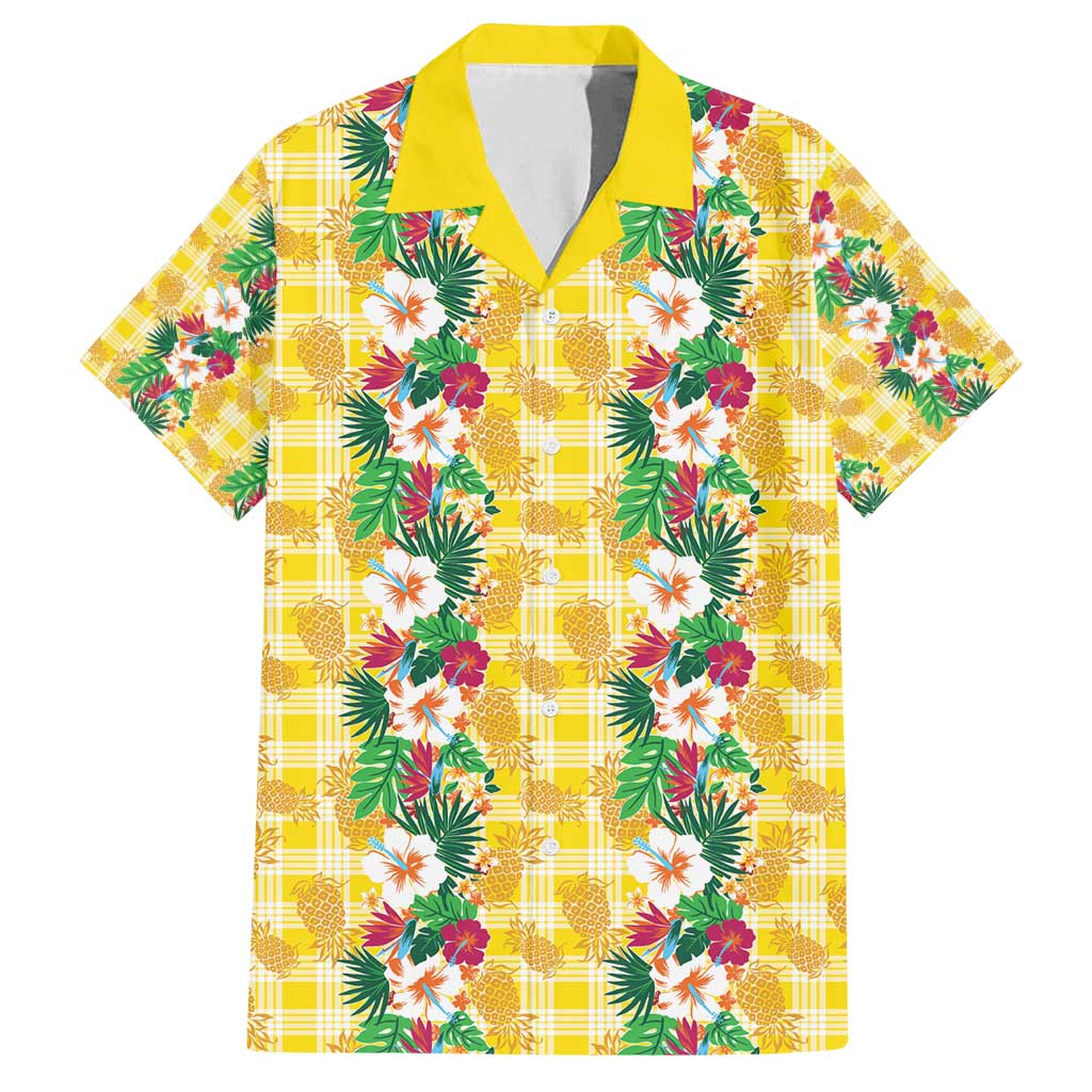Hawaiian Palaka Family Matching Long Sleeve Bodycon Dress and Hawaiian Shirt Hibiscus Pineapple Lei - Polynesian Pride