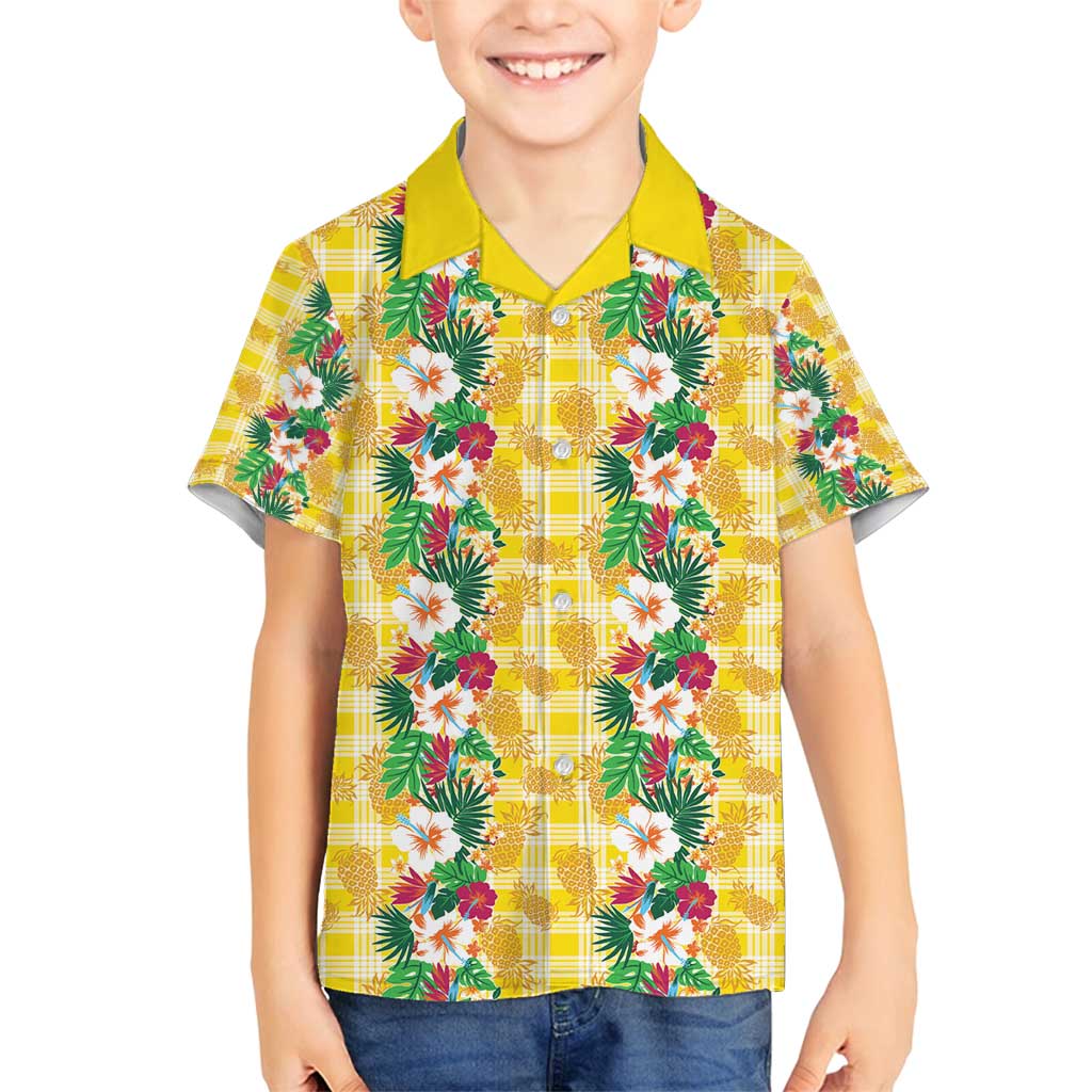 Hawaiian Palaka Family Matching Puletasi and Hawaiian Shirt Hibiscus Pineapple Lei - Polynesian Pride