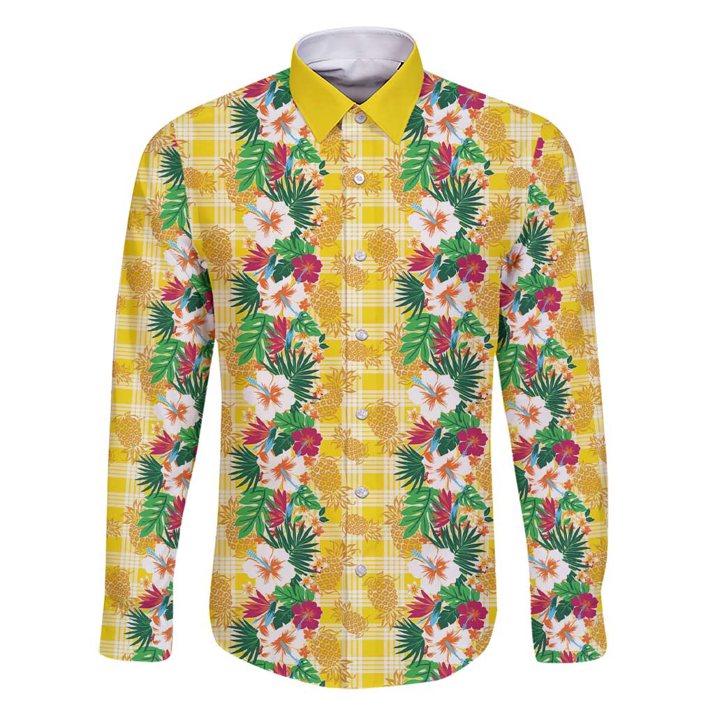 Hawaiian Palaka Family Matching Short Sleeve Bodycon Dress and Hawaiian Shirt Hibiscus Pineapple Lei - Polynesian Pride