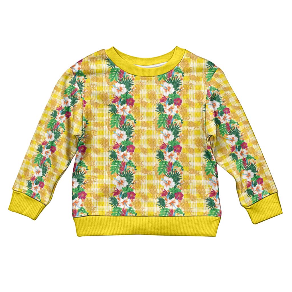 Hawaiian Palaka Kid Ugly Christmas Sweater Hibiscus Pineapple Lei - Polynesian Pride