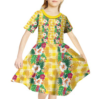 Hawaiian Palaka Kid Short Sleeve Dress Hibiscus Pineapple Lei - Polynesian Pride