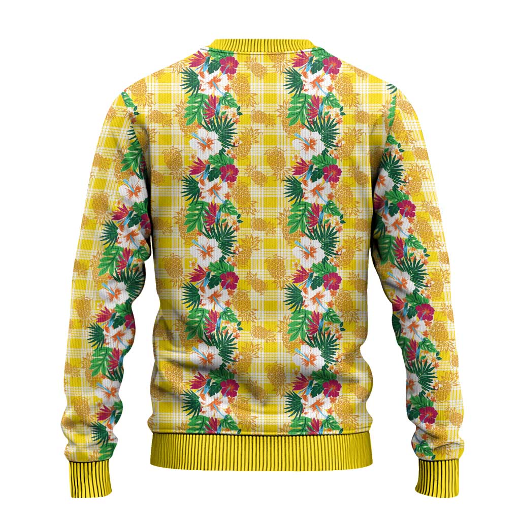 Hawaiian Palaka Ugly Christmas Sweater Hibiscus Pineapple Lei - Polynesian Pride