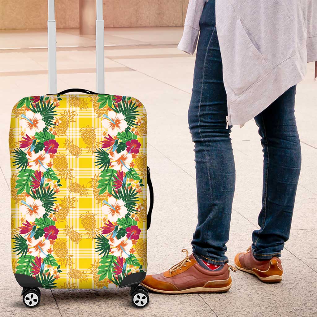 Hawaiian Palaka Luggage Cover Hibiscus Pineapple Lei - Polynesian Pride