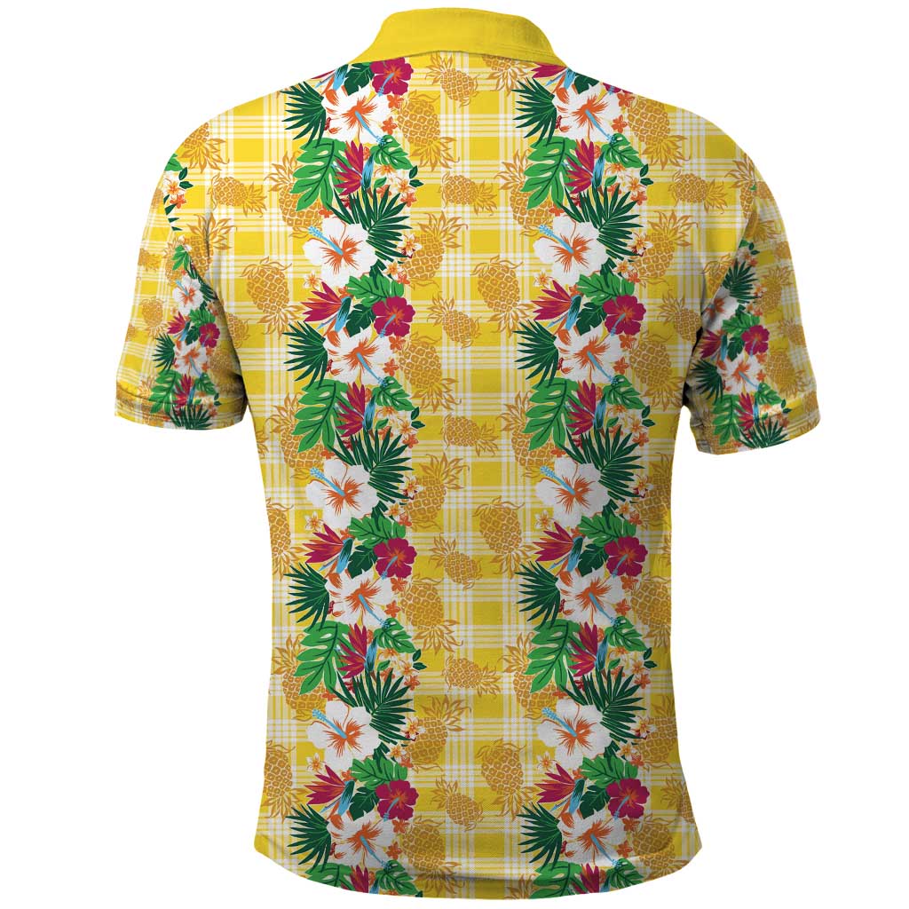 Hawaiian Palaka Polo Shirt Hibiscus Pineapple Lei - Polynesian Pride