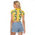 Hawaiian Palaka Raglan Cropped T Shirt Hibiscus Pineapple Lei - Polynesian Pride