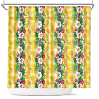 Hawaiian Palaka Shower Curtain Hibiscus Pineapple Lei LT9 Yellow - Polynesian Pride