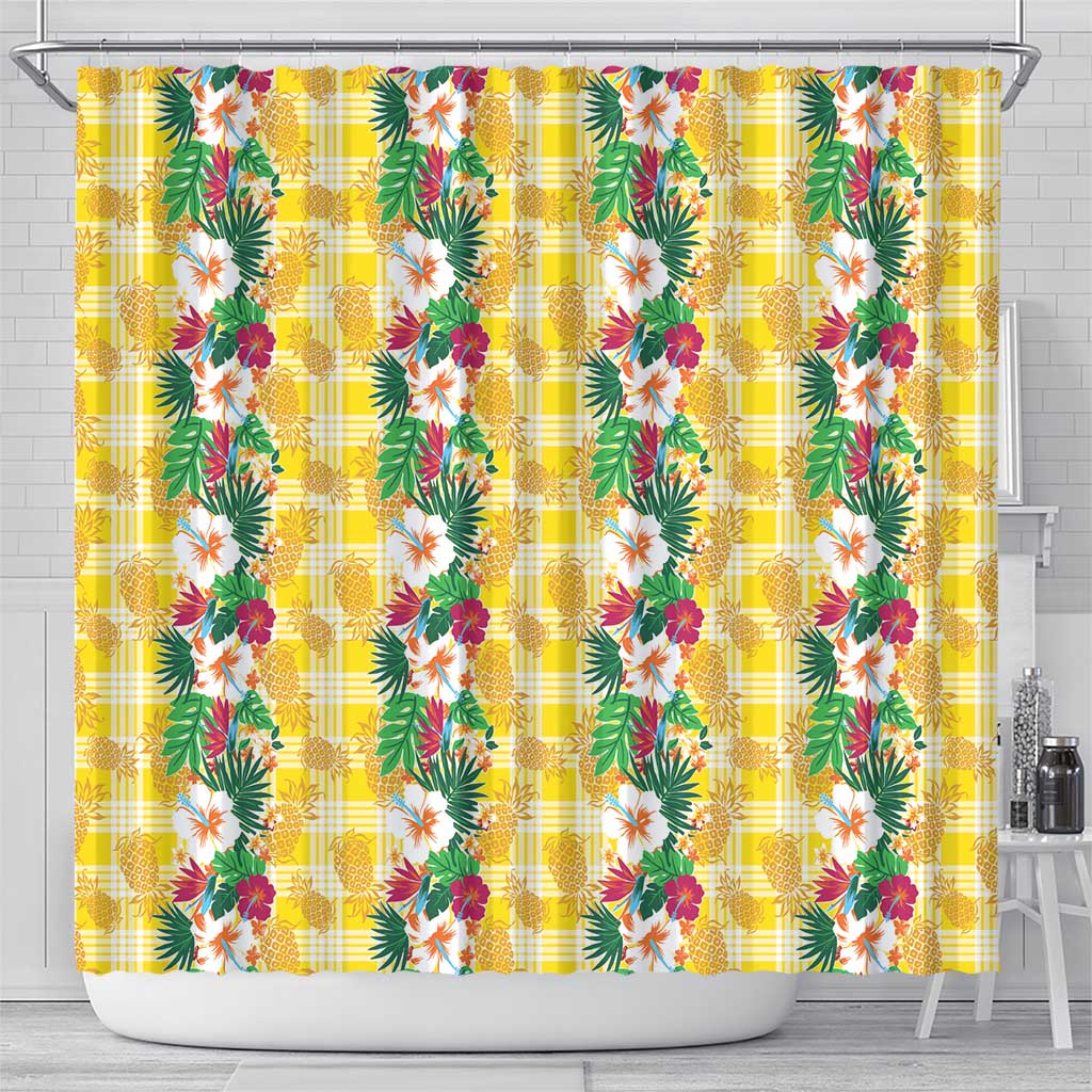 Hawaiian Palaka Shower Curtain Hibiscus Pineapple Lei LT9 - Polynesian Pride