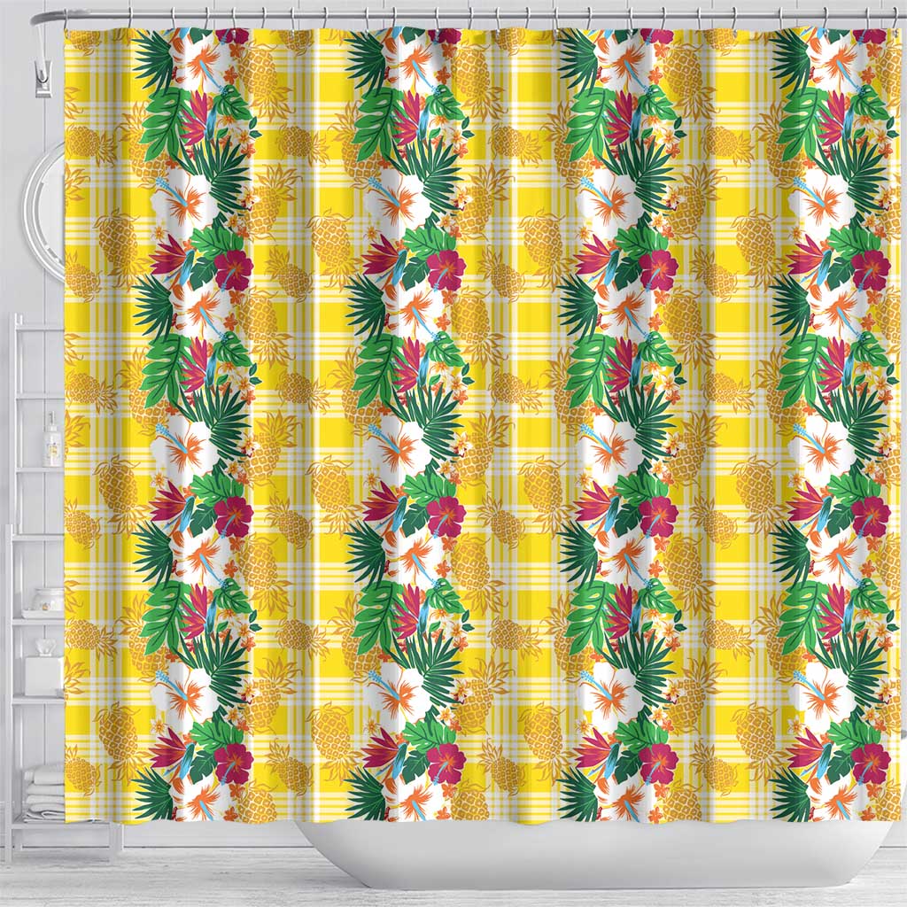 Hawaiian Palaka Shower Curtain Hibiscus Pineapple Lei LT9 - Polynesian Pride