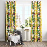 Hawaiian Palaka Window Curtain Hibiscus Pineapple Lei - Polynesian Pride