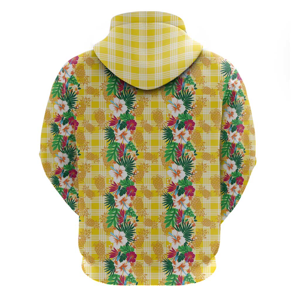 Hawaiian Palaka Zip Hoodie Hibiscus Pineapple Lei - Polynesian Pride