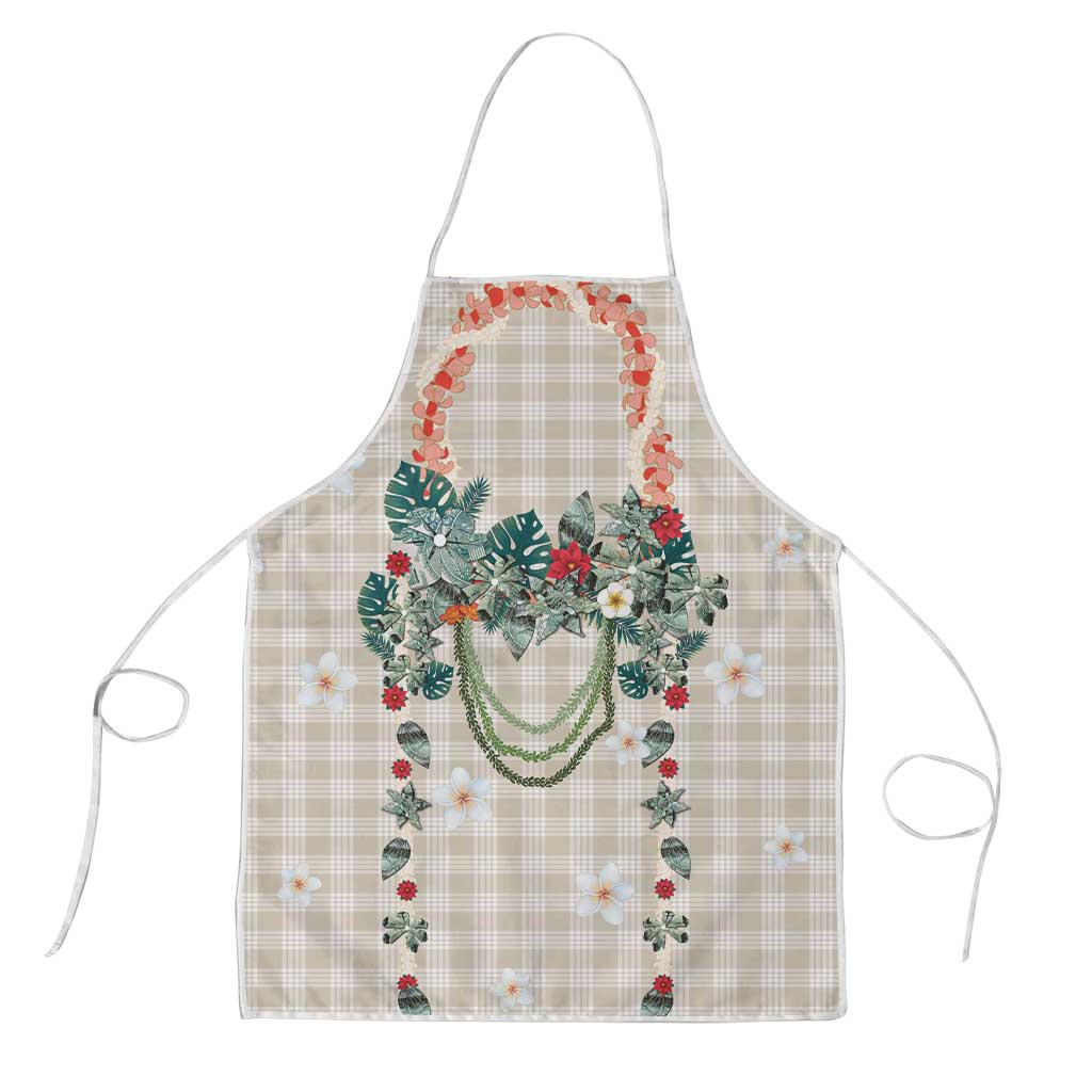 Brown Hawaiian Palaka Apron Kukui Nut Money Lei - Polynesian Pride